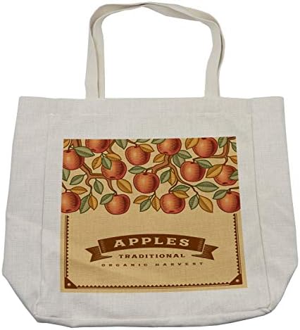 Saco de compras de frutas de Ambesonne, estilo vintage da estação do outono da maçã Design temático Design de comida vegetariana