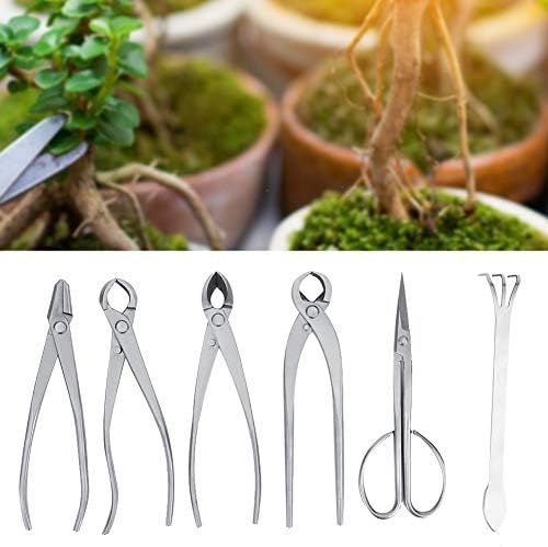 6 PCs Bonsai Garden Plant Tree Scissors Conjunto, Ferramenta de corte de corte de aço inoxidável com bolsa de armazenamento,