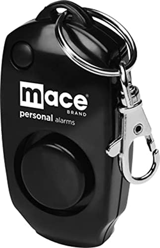 MACE Brand Clip de alarme pessoal, chaveiro ou pulseira, alarme portátil que emite poderoso 130dB, preto ou vermelho
