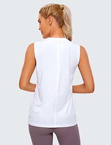 Tampa de treino de algodão Crz Yoga Pima para mulheres tops sem mangas soltos tanques de ioga de pescoço alto camisa atlética de ginástica