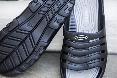 Vertico - Sandálias de chuveiro | Sapatos deslizantes e confortáveis ​​à beira da piscina-preto e cinza