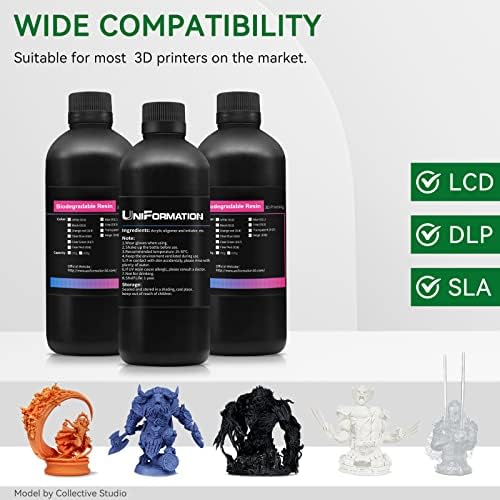 Uniformação 8k 3D Resina de resina PLA Resina à base de plantas, fotopolímero de cura de 405nm de 405nm para 4K 6K 8K LCD/DLP/SLA