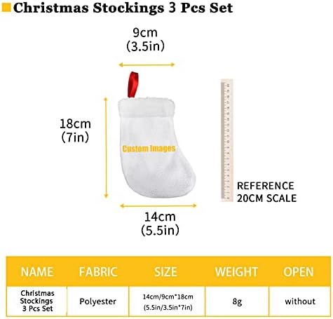 UNICEU 3 PCS Mini meias de Natal, suporte de mesa de decoração de Natal, bolsa de doces, bolsa de faca de faca, meias de Natal macias de pelúcia