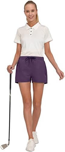 Little Donkey Andy Women Feminino Shorts de corrida seco, 3 polegadas de golfe respirável shorts atléticos com revestimento,