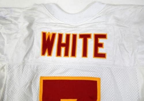 1999 Kansas City Chiefs White 7 Jogo emitido White Jersey 42 DP34350 - Jerseys de Jerseys usados ​​na NFL não assinada