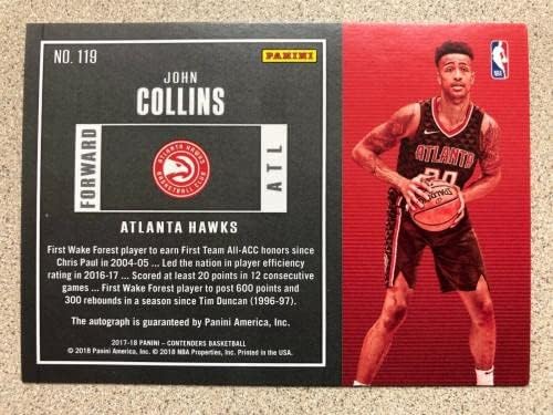 2017 Concupadores finais John Collins Rookie Auto RC Jersey 20/25 ATHETE FRÁRIO! - camisas da NBA autografadas