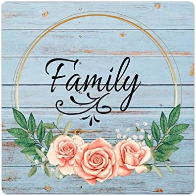 Family Metal Sign Aquarela Floral Wreath Metal Wall Art Proférico do tempo 12x12in French Accente
