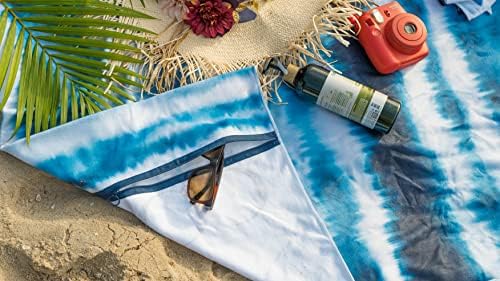 Cole 2 Gems Microfiber Beach Toalha com bolso exclusivo de zíper escondido, rápido, seco e super absorvente - Toalha leve e compacta