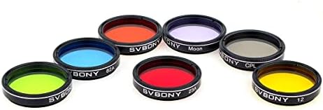 Câmera de telescópio SVBONY SV105, 1,25 polegadas de 2MP de ocular eletrônica USB, filtro de telescópio Filtros de cinco filtros de cores Kit 7pcs Filtros definidos para melhorar as vistas planetárias lunares reduz a poluição luminosa