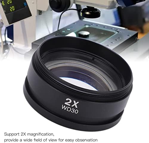 2x Lente objetiva, WD30 Lente de Lens Auxiliares de Ampla Angular WD30, Lente Auxiliar de Microscópio M48 para Laboratório