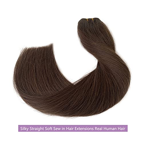 Deunhas de cabelo castanho Cabelo humano costura em extensões de cabelo de trama marrom escuro 20 polegadas 100 gramas