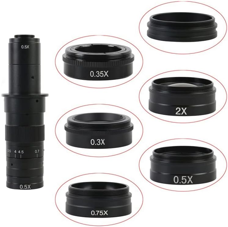 Kit de acessórios para microscópio para adultos 0,5x/0,35x/2x/1x/0,75x lente de vidro objetiva auxiliar 42 mm para lente microscópio de câmera consumíveis