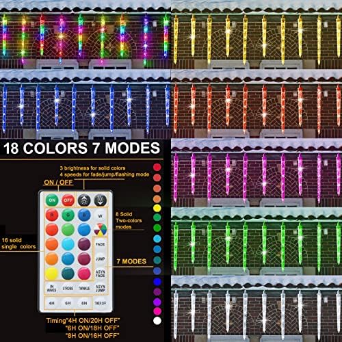 Luzes de gelo que mudam de cor ao ar livre, 66LED 12TUBES CRISTAL DE CRISTAL DE CRISTAL DE OCENDIMENTOS DE NATAL DO CRISTAL DE CRISTRE, IBELA DE IBELA DE ICELA DE ICELA DE ICELA DE VELHA DE CONECTÁVEL PONTENDO DO JANELA DE FESTO DE FESTO DE FODOS DE FIOS DE FIOS DE NASTRA