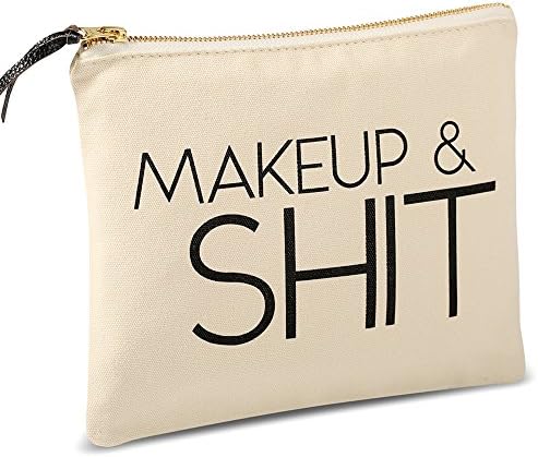 Bolsa de maquiagem de lona engraçada de Sherway, bolsa de cosméticos de lona grande, bolsa de viagem de beleza com zíper