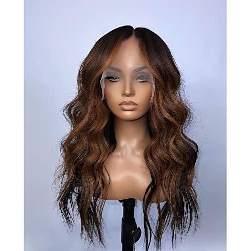 Destaque Loira marrom 13x6 Peruca frontal de renda para mulheres ondas corpora