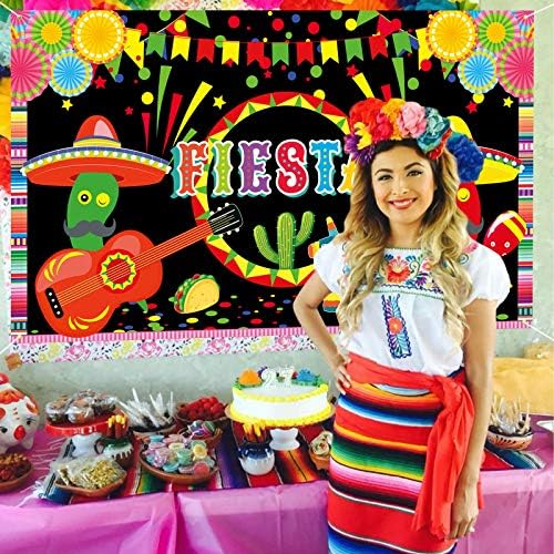 Decorações de festas mexicanas banner Cinco de Mayo Supplência de festa de parede decoração de casa pendurada Decoração de tapeçaria Baby Shower Taco Caso -pano de fundo Fiesta cactus luau Festa com tema de festa 72,8 x 43,3 polegadas