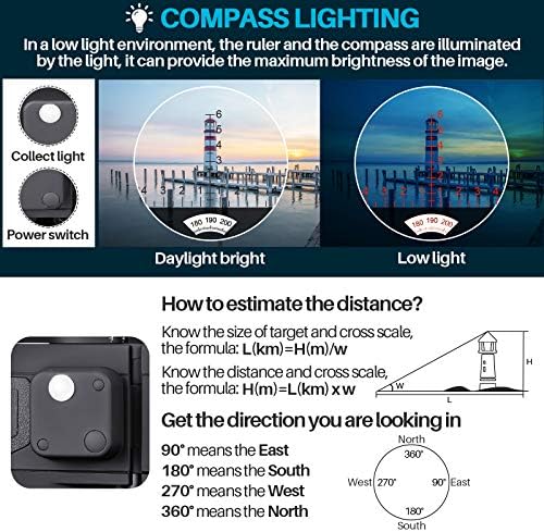 Binóculos marinhos 10x50 com rangefinder para adultos - Ipx7 Bak4 Prism Bak4 FMC Binóculos com bússola e cinta de arnês