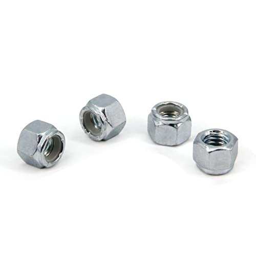 Yeebyee 3/8 -16 Nylon Inserir porcas de trava hexadecipal, arco de aço carbono Brazado de zinco, porca de trava hexadecutiva Locknuts de nylock de prata de prata, 50pcs/pacote