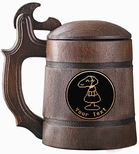 Undertale Glad Dummy caneca tanque de madeira. Presente para jogadores. Stein de cerveja com tampa. Caneca de cerveja