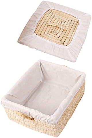 Cesto de pão grande doiTool para servir cesta de vime com revestimento e cubra armazenamento de pão e cesta de pão para a despensa de pão de fermento caseiro e cesta de frutas