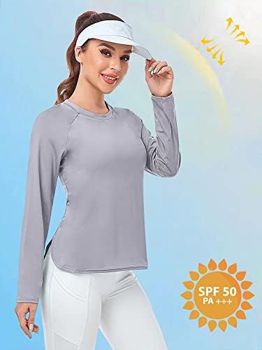 Camisas de proteção solar para manga comprida feminina abrooica upf 50+ UV Quick Dry Whing Hucking Rash Guard