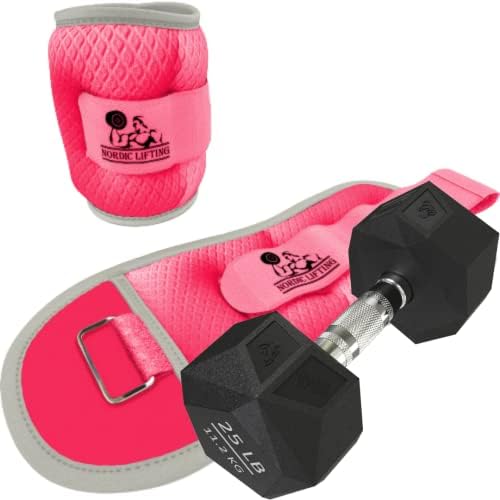Pesos do pulso do tornozelo 1 lb - pacote rosa com halteres prisma 25 lb