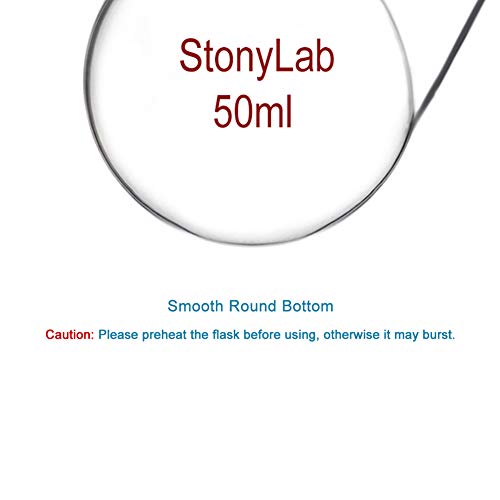 Glass de vidro de stonylab 50ml parede pesada 2 peito redondo balão rbf, com 19/22 Centro e lateral junta externa padrão - 50ml