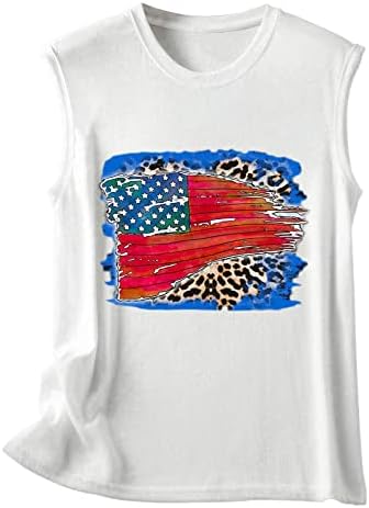 4 de julho Camisas para mulheres bandeira dos EUA Summer Summer Sleesess O-Gobes Tops Stars Stars Stripes T-shirt Casual