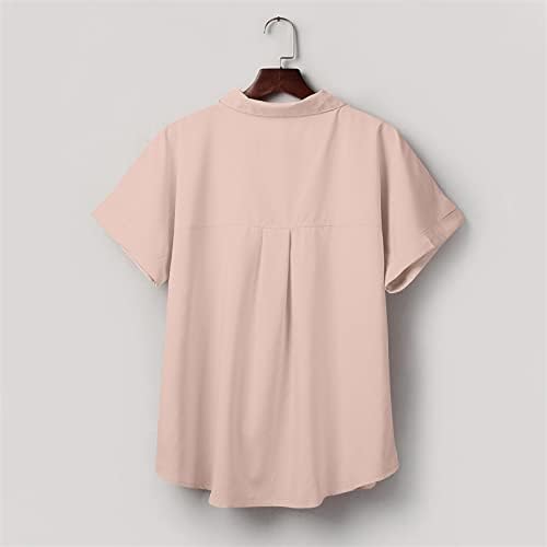 Ladies Tee Manga curta 2023 Turtleneck Button Down Up Plain Liew Fit Relaxed Top Camiseta para meninas adolescentes VM