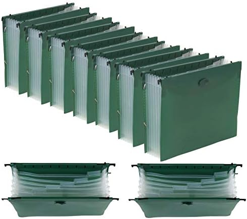 Pasta de arquivo pendurada em expansão iconikal com 7 bolso divisor, verde, 12-pacote