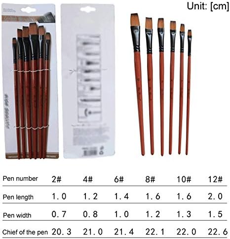 BBSJ Modelo de arte tinta Nylon Hair acrílico Óleo Aquarela Desenho de Arte Brown 6 PCs pintando artistas artesanais pincéis