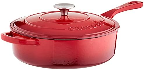 Crock Pot Artisan 3,5 quart esmaltado ferro fundido Sauté Pan, Scarlet Red