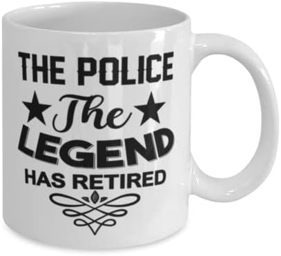Caneca da polícia, a lenda se aposentou, idéias de presentes exclusivas para policiais, copo de chá de caneca de café branco