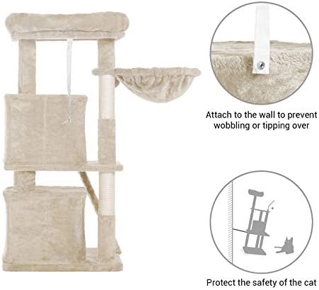 Brother-brother Multi-Level Tree Condoming Furniture com postes de arranhões cobertos de sisal para gatinhos, gatos e animais de estimação bege mpj004m