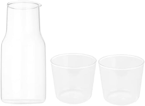 Hemotão Copo de vidro de cabeceira aquática garrafa de chá gelada de vidro com 2 caleira de água de dura de vidro de desgaste do copo