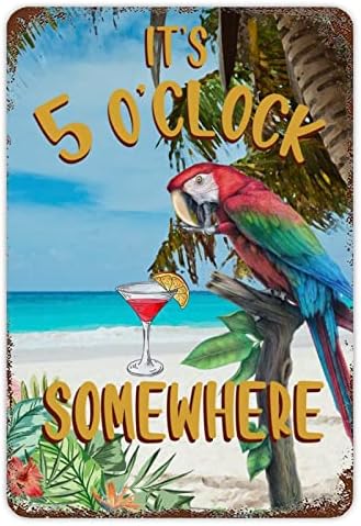 Praia coco de coco de coco parrot tin placa areca planta de palmeira floral sinal metal sinal de verão festas de verão bandeja sinal