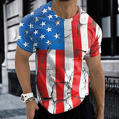 Camisas de treino de verão para homens masculino tees gráficos Camiseta casual 3d 4 de julho Padrão de bandeira vintage