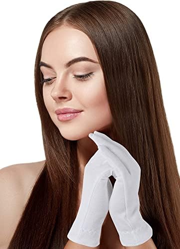 XL luvas algodão grandes para as mãos secas | Luvas hidratantes durante a noite para tratamento de eczema e psoríase | Tratamento de spa de pele para mulheres e homens | Bolsa de lavanderia livre lavável e reutilizável
