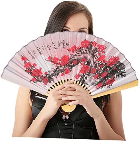 Fã de fotos nolitoy fã pendurado japonês fã dobrável ventilador de mão dobrável ventilador de ventilador de ventilador decoração de parede fã chinês com papel de decoração de cabeceira de padrões vermelhos estilo chinês estilo chinês
