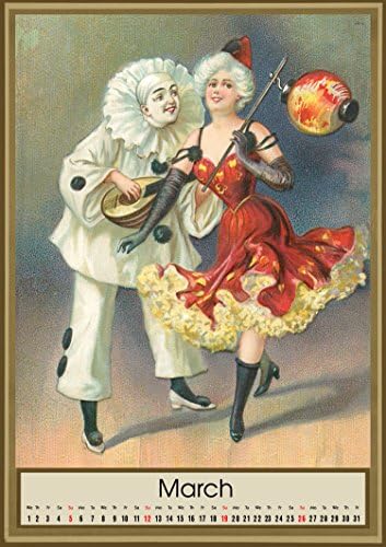 2023 Calendário de parede [12 páginas 8 x12] palhaço de carnaval de circo vintage dança Vintage Poster