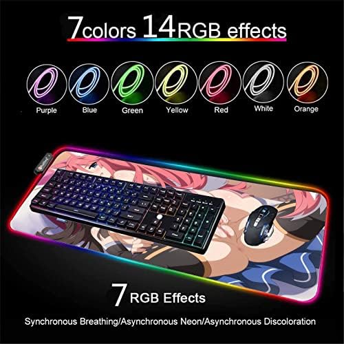 Mouse pads Anime Girl Sexy RGB Mousepad Gaming Gaming Gaming LED LED Backlight Desk Protector Luminous PC Gamer Acessórios com Wire