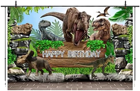 Dinosaur temático cenários de cenários da selva tropical de feliz aniversário Festy Featth Background Kids Kids Chão