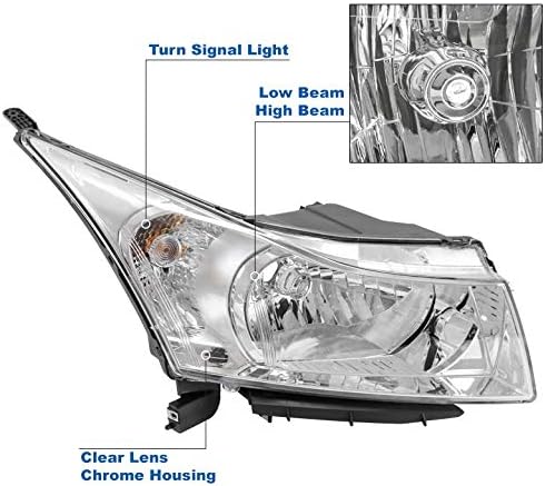 ZMAUTOPARTS SUBSTITUIÇÃO CHROME CARACTERIAS DE FACTAMENTOS C / 6.25 LUZES DRL LED azul para 2011-2015 Chevy Cruze / Limited