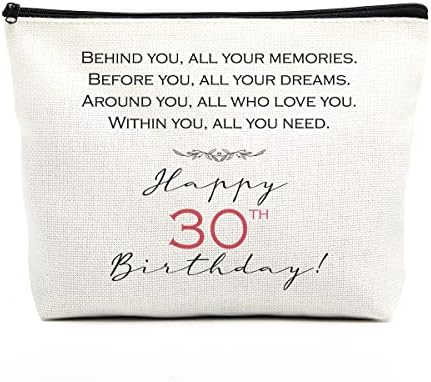 Presentes de aniversário de 30º aniversário para mulheres Bolsa de maquiagem de feliz aniversário decorações de aniversário