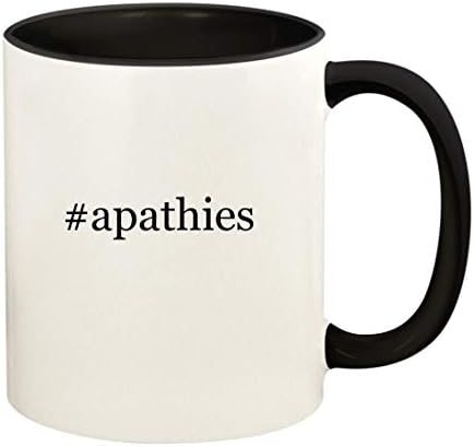 Presentes de Knick Knack #Apathies - 11oz Hashtag Ceramic Colored Handle and Inside Coffee Cup Cup, preto