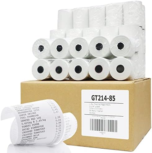 Gorilla Supply 2 1/4 x 85 Roldes de papel térmico Rolls Clover Mini Verifone VX510 VX570 FD50 T4220, 2,25 x 85 pés, POS/CAENCEIRA