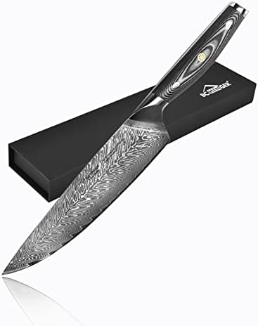 BC.HINGER PROFISSIONAL DAMASCUS KITKEN FANDA, faca de chef japonesa de 8 polegadas com lâmina de aço inoxidável VG10 e alça G10