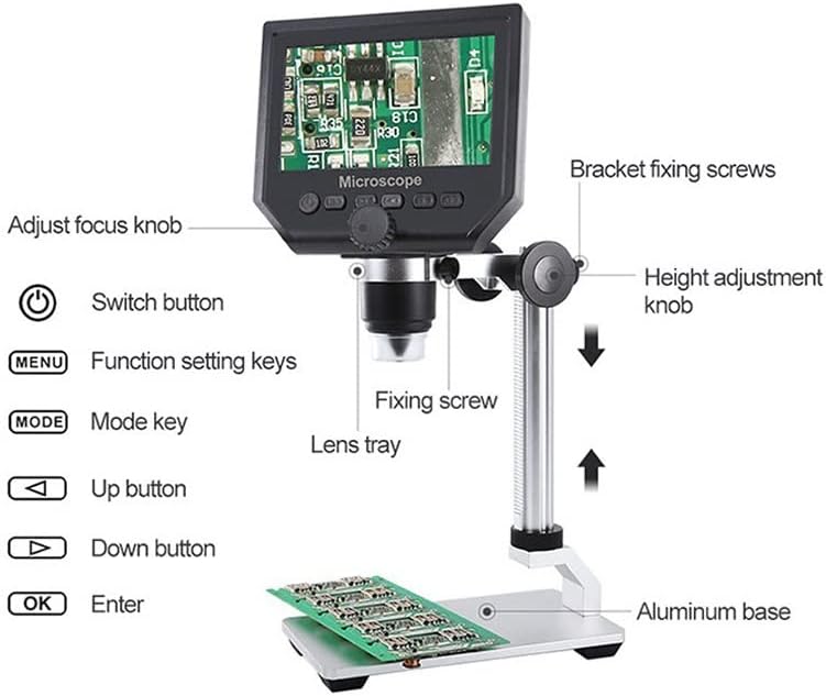 Kit de acessórios para microscópio para adultos G1200 12MP 1-1200X/600X Microscópio de vídeo eletrônico digital 7/4,3
