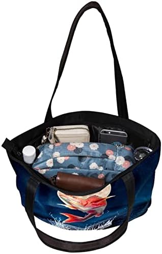 Guerrotkr Tote Bag, sacola para mulheres, a sacola, estética da sacola, bolsas femininas, peixe koi oceano lua