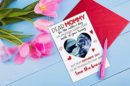 Flyab engraçado Cartão do dia da primeira mãe para mamãe Happy Mother Day Card do Bump With Photo Inserir Happy 1st Mother Day Card